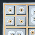 Load image into Gallery viewer, Image of one corner of this floorcloth based on a rare geometric Christopher Dresser design.