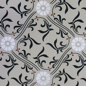 Close up of Beaux Arts Floorcloth #2 motifs.