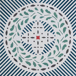 Load image into Gallery viewer, Aa close up of the center motif for Edward Durant Floorcloth #2.
