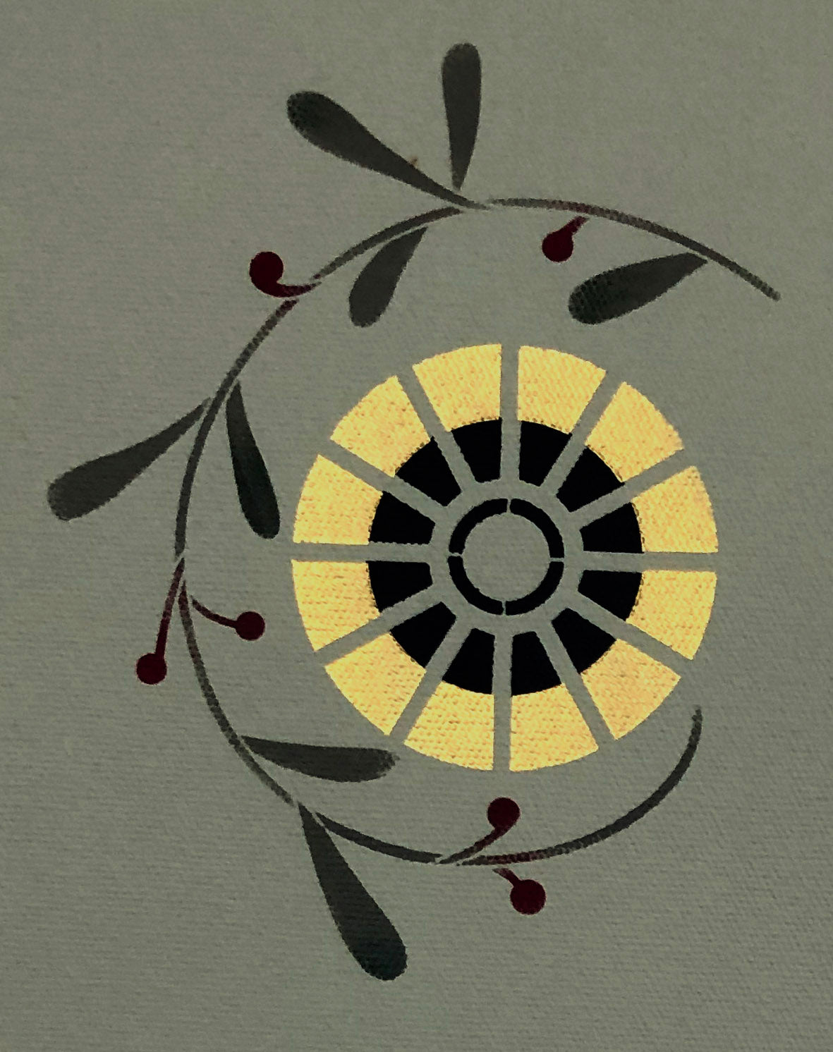 Close up of Flower motif 1, Graves Floorcloth #4.