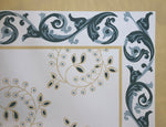 Load image into Gallery viewer, Close up of corner - Graves Circles &amp; Scrolls Floorcloth #4.
