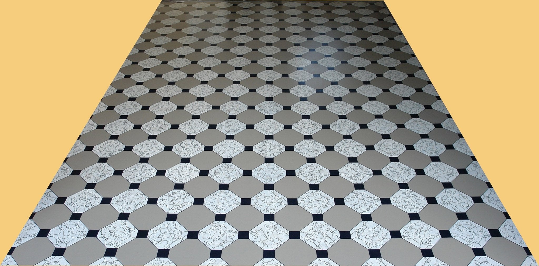 Hamilton Grange Front Entry Floorcloth based on a John Carwitham design.