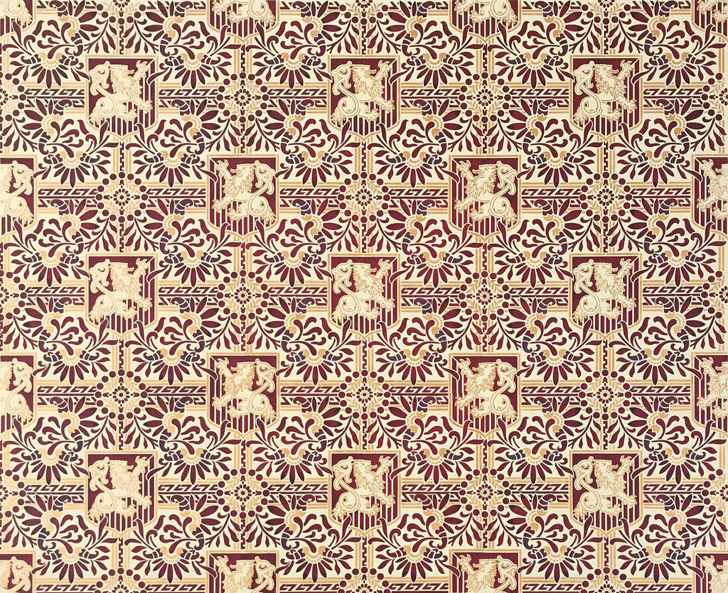 This is a full image of this floorcloth, based on a wallpaper pattern, c.1886, from the A.W.P.M.A. (American Wallpaper Manufacturer’s Association). 