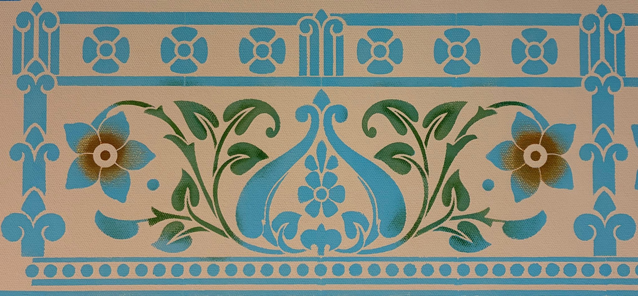 Close up of border - Starflower Floorcloth #7.