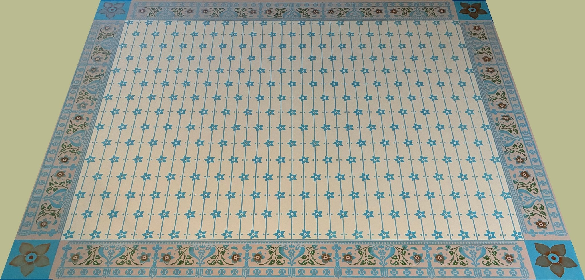 Full image of Starflower Floorcloth #7 from another angle.