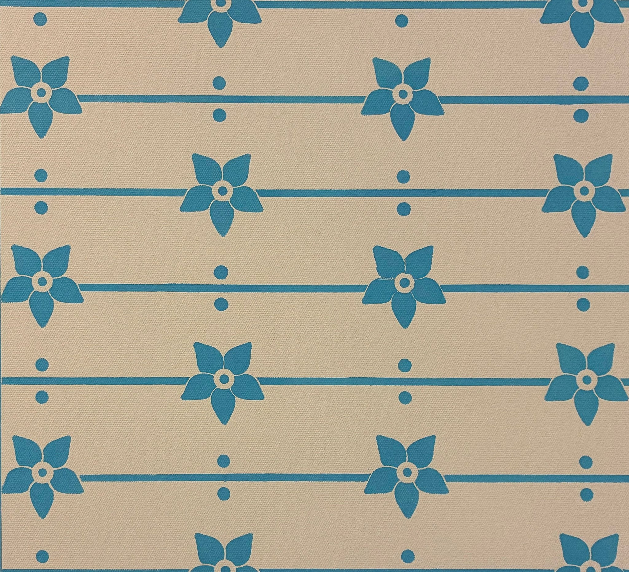 Close up of center pattern - Starflower Floorcloth #7.