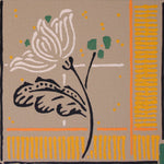 Load image into Gallery viewer, Close up of the first of five floral motifs in  Signoleum Floorcloth #1.
