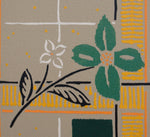 Load image into Gallery viewer, Close up of the second of five floral motifs in  Signoleum Floorcloth #1.
