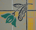 Load image into Gallery viewer, Close up of thet third of five floral motifs in  Signoleum Floorcloth #1.

