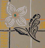 Load image into Gallery viewer, Close up of the fifth of five floral motifs in  Signoleum Floorcloth #1.

