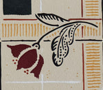 Load image into Gallery viewer, A close up of the fourth of five floral motifs in  Signoleum Floorcloth #2.
