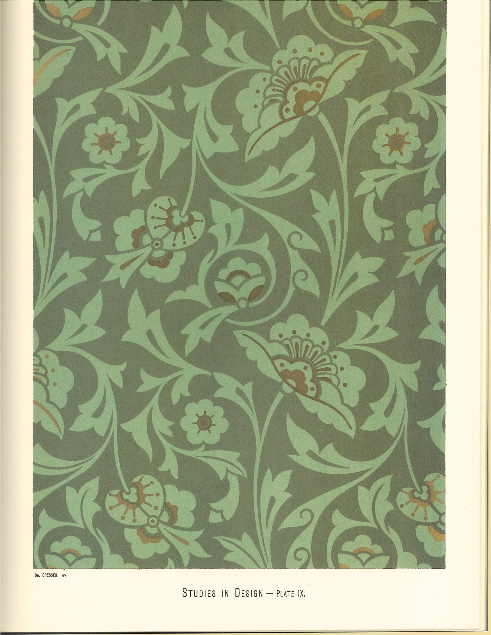 The source image for the All-Over-Floral Floorcloth Series from Christopher Dresser's Studies in Design, c.1875.