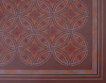 Load image into Gallery viewer, A close up of the corner and interlocking circle motifs for Grace Floorcloth #2.
