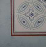 Load image into Gallery viewer, Close up of a corner of Grace Floorcloth #4.
