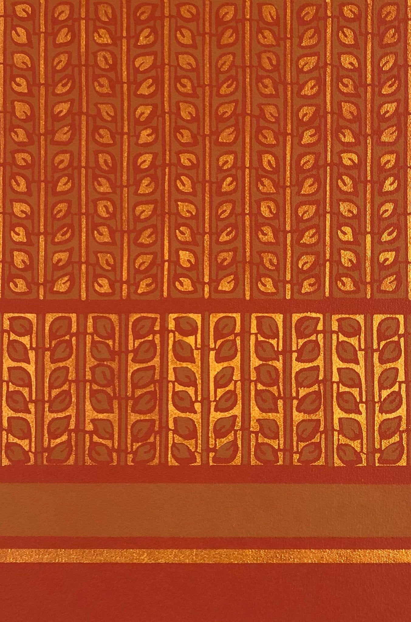 Close up of motifs, Autumn Leaves Floorcloth #7.