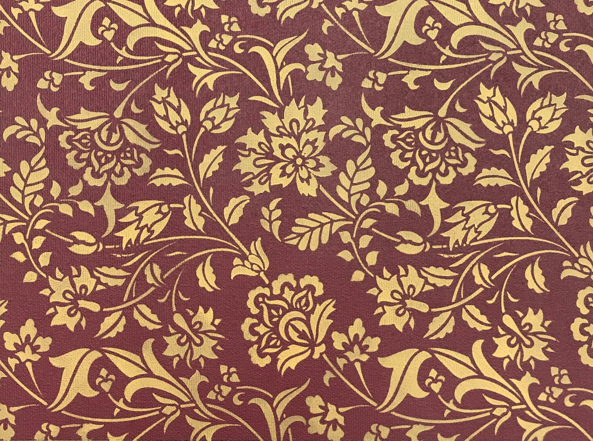 A close-up of the intricate floral pattern adorning this floorcloth runner..