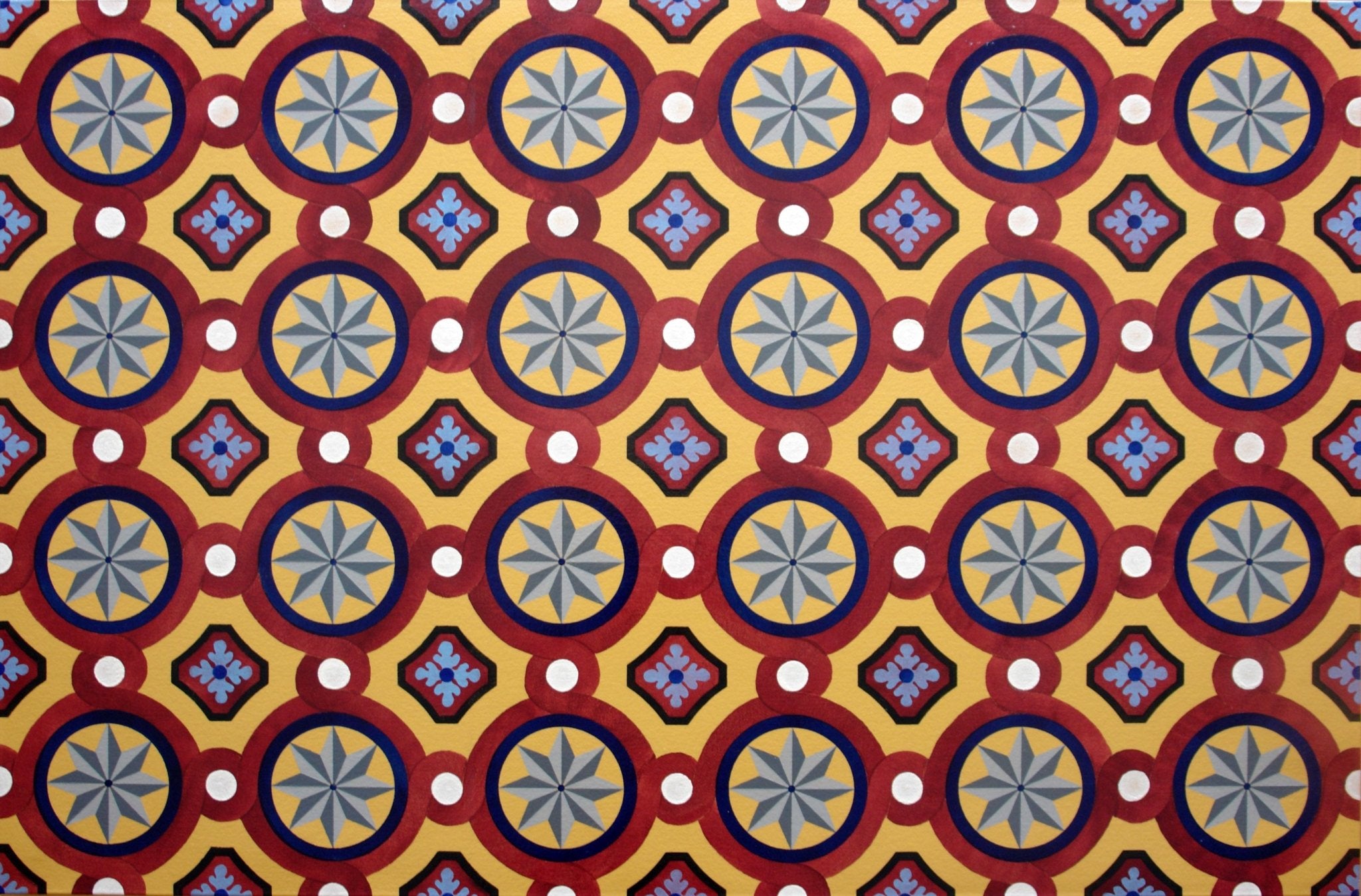This is a close up of the pattern for The  Field House Floorcloth #1.