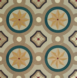 Load image into Gallery viewer, A close up of the Field House Floorcloth #2, highlighting the palette.
