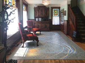 An in-situ image of this floorcloth in the back room at the Victorian Belle.