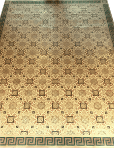 This is the (almost) full image for this 300 square foot floorcloth, based on a design by Christopher Dresser.