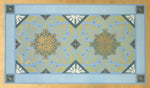 Load image into Gallery viewer, A full image of this floorcloth, based on a Christopher Dresser design with strong deco elements.
