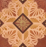 Load image into Gallery viewer, A close up of the diamond sunburst motif in this floorcloth, Greek Deco #3, based on a pattern from Christopher Dresser&#39;s &quot;Studies in Design&quot;, c.1875.

