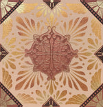 Load image into Gallery viewer, A close up of the central motif in this floorcloth, Greek Deco #3, based on a pattern from Christopher Dresser&#39;s &quot;Studies in Design&quot;, c.1875.
