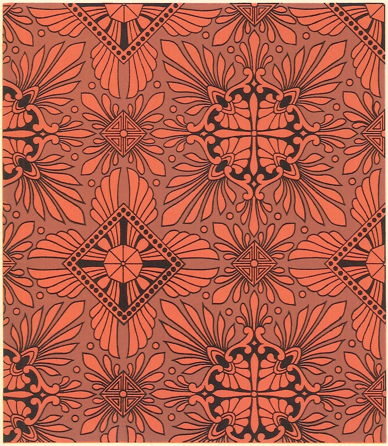 This is the illustration from Christopher Dresser's "Studies in Design", c. 1875, which is the source for this floorcloth's pattern.