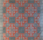 Load image into Gallery viewer, Full image of this floorcloth with an Greek Key design based on a Christopher Dresser pattern.
