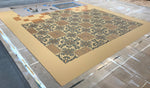 Load image into Gallery viewer, A production image of the second stencil pass for Greek Key Floorcloth #4.
