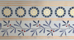 Load image into Gallery viewer, Close up of this floorcloth’s border. The design is based on a ceiling pattern in the 1889 Robert Graves Co. Wallpaper Catalog.
