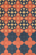 Load image into Gallery viewer, A close up of Hay House Floorcloth #3, in production.
