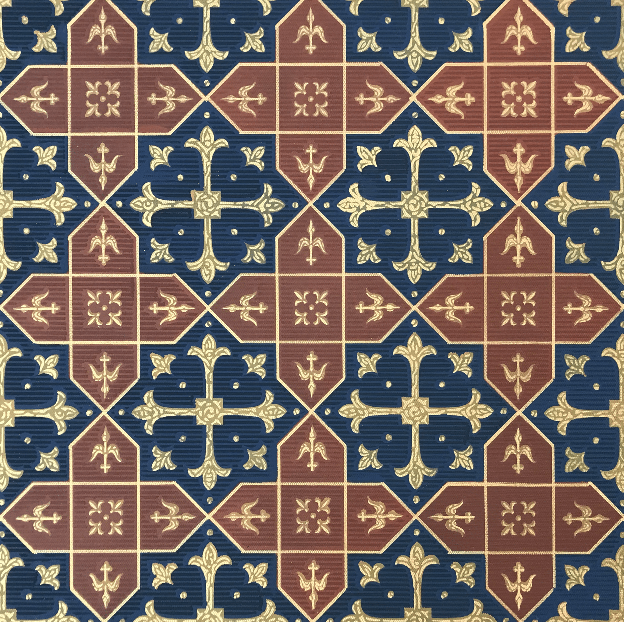 A close up of the tile-like Hay House pattern used for Hay House Floorcloth #4.