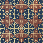Load image into Gallery viewer, A close up of the tile-like Hay House pattern used for Hay House Floorcloth #4.
