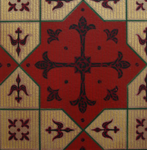 An even closer up image of Hay House Floorcloth #5.