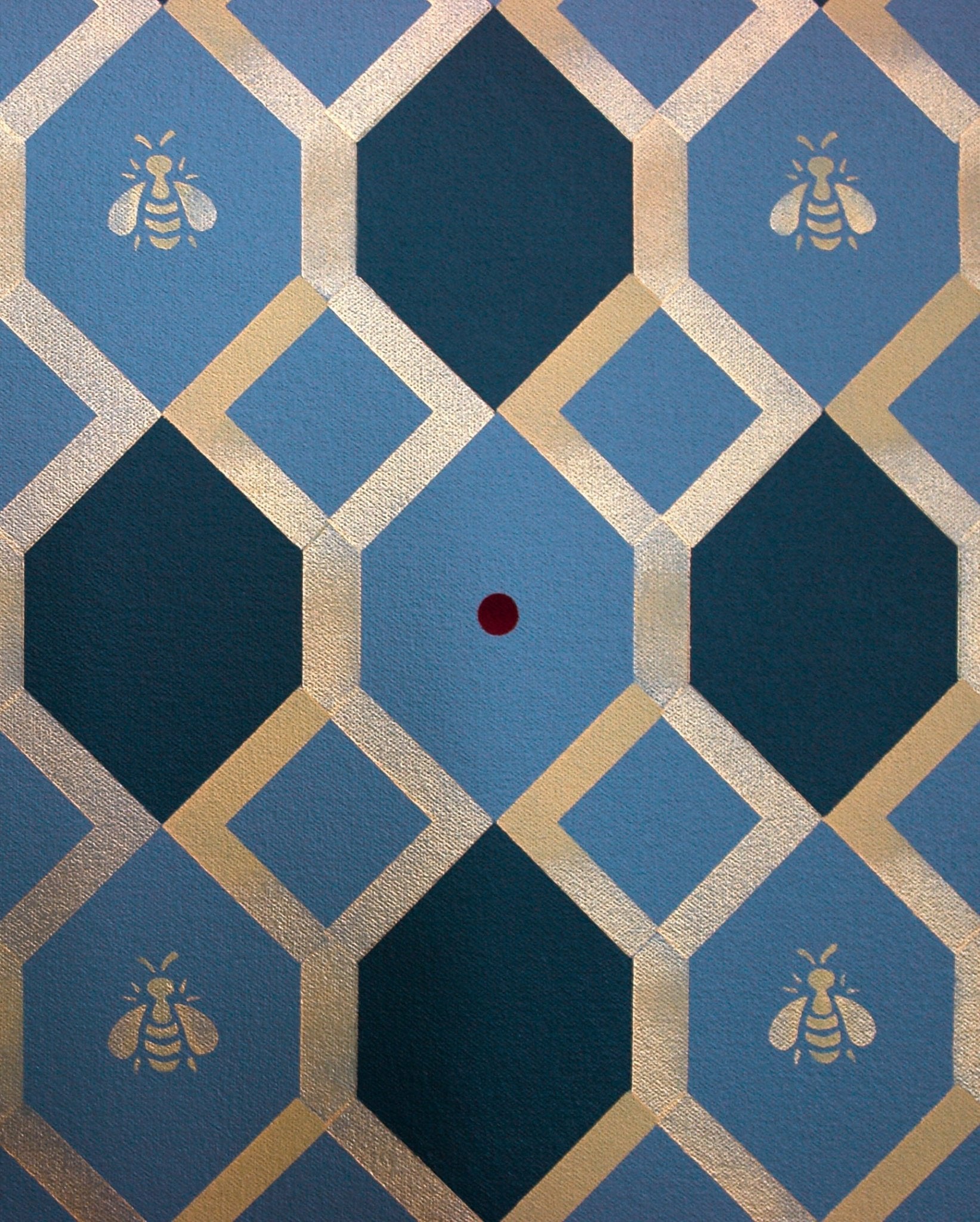 A close up of the center pattern of Honeycomb Floorcloth #2.