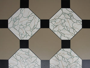 Close up of Hamilton Grange Floorcloth pattern.