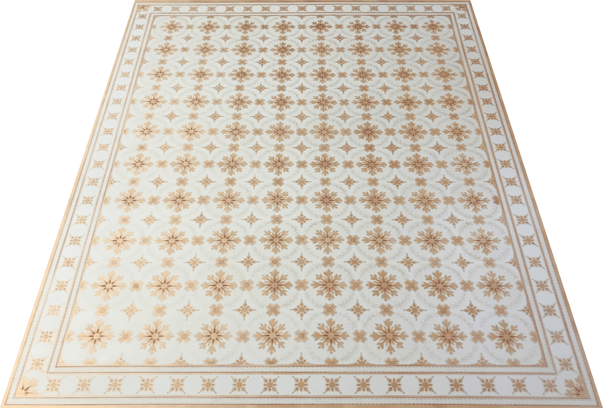 This is a full image of this floorcloth based on a pattern recorded by Esther Stevens Brazer from the Humphries House, c.1800.