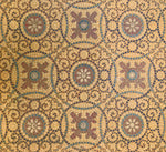Load image into Gallery viewer, A close up of this intricate, mosaic-style linoleum pattern with interlocking circles, scrolls and floral elements.  This pattern has been printed on treated canvas (vs. stenciled like all of our other floorcloths.)  
