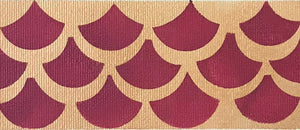 A close up image of the 1800s fishscale pattern used as the border for this floorcloth.