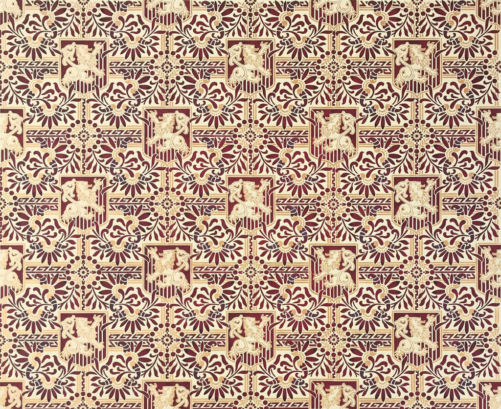 This is a full image of this floorcloth, based on a wallpaper pattern, c.1886, from the A.W.P.M.A. (American Wallpaper Manufacturer’s Association). 