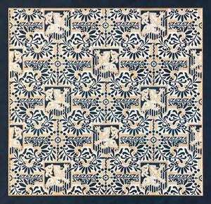 This is a full image of this floorcloth, based on a wallpaper pattern, c.1886, from the A.W.P.M.A. (American Wallpaper Manufacturer’s Association).