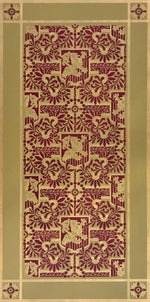 Load image into Gallery viewer, This is a full image of this floorcloth, based on a wallpaper pattern, c.1886, from the A.W.P.M.A. (American Wallpaper Manufacturer’s Association). This floorcloth deploys the original wallpaper palette.
