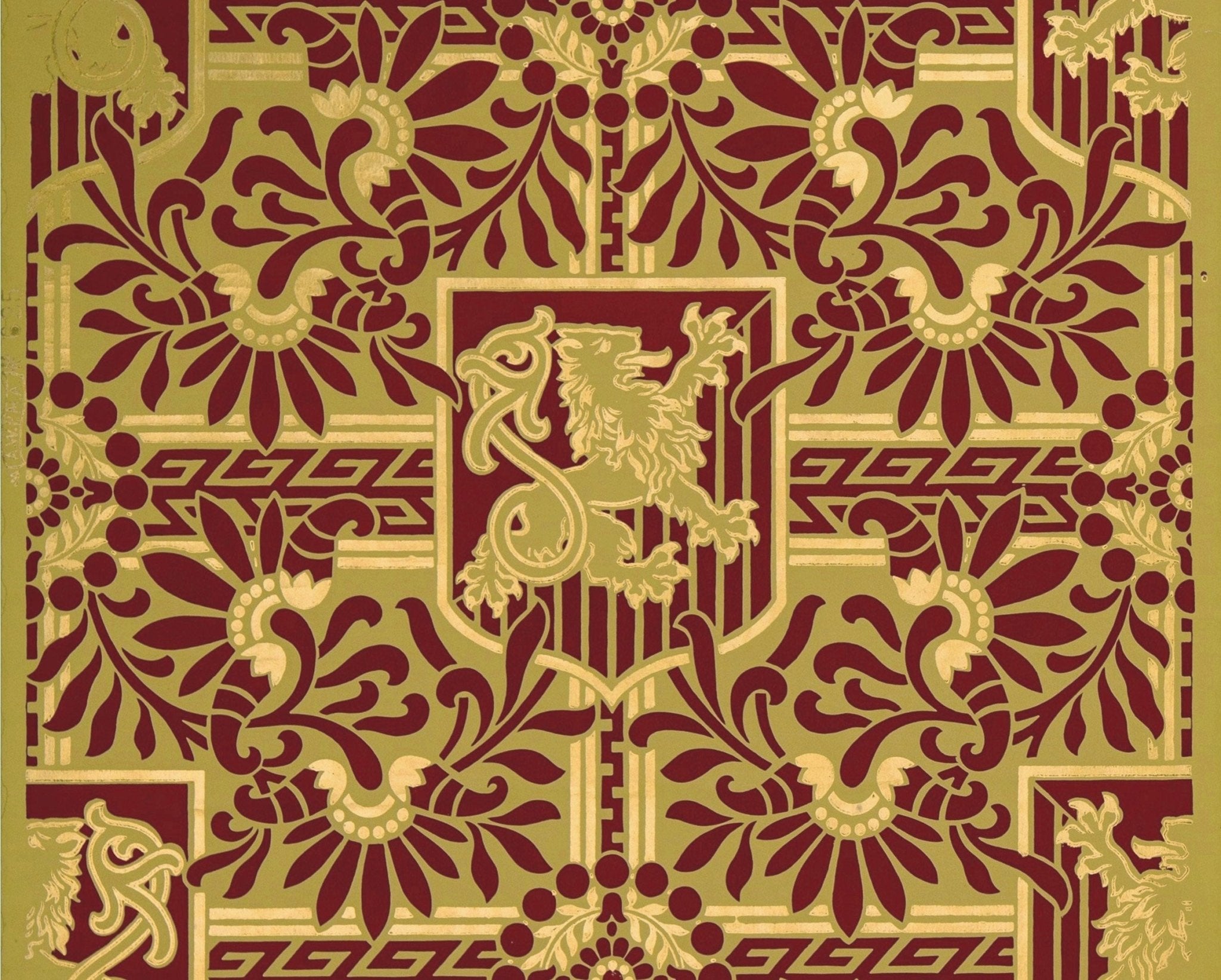 The source image for this fabulous floorcloth pattern. Based on wallpaper produced by the A.W.P.M.A., c. 1886.