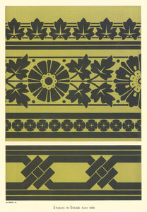 Source image for this floorcloth from Christopher Cresser's "Studies in Design" c. 1875.