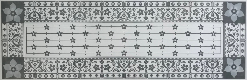 This is the full image of a floorcloth runner based on a fabulous pattern from Christopher Dresser.