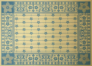 This is the full image of this shaped floorcloth, based on a design by Christopher Dresser, c.1875.