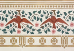 Load image into Gallery viewer, A close up of the border for the StarFlower #6 Floorcloth.  The border frame of the original design has been retained, but the center has been replaced with a bird motif. 

