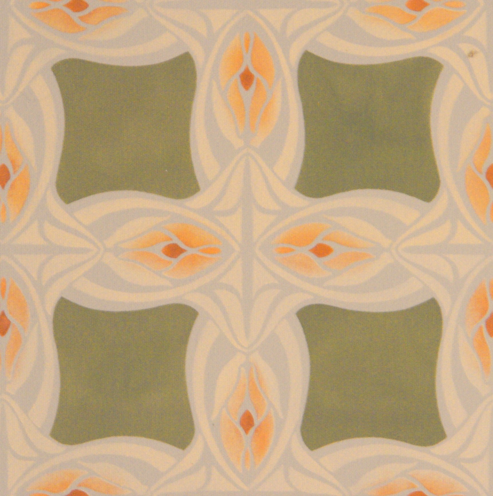 A close up of the center pattern of Wunderlich Floorcloth #1.
