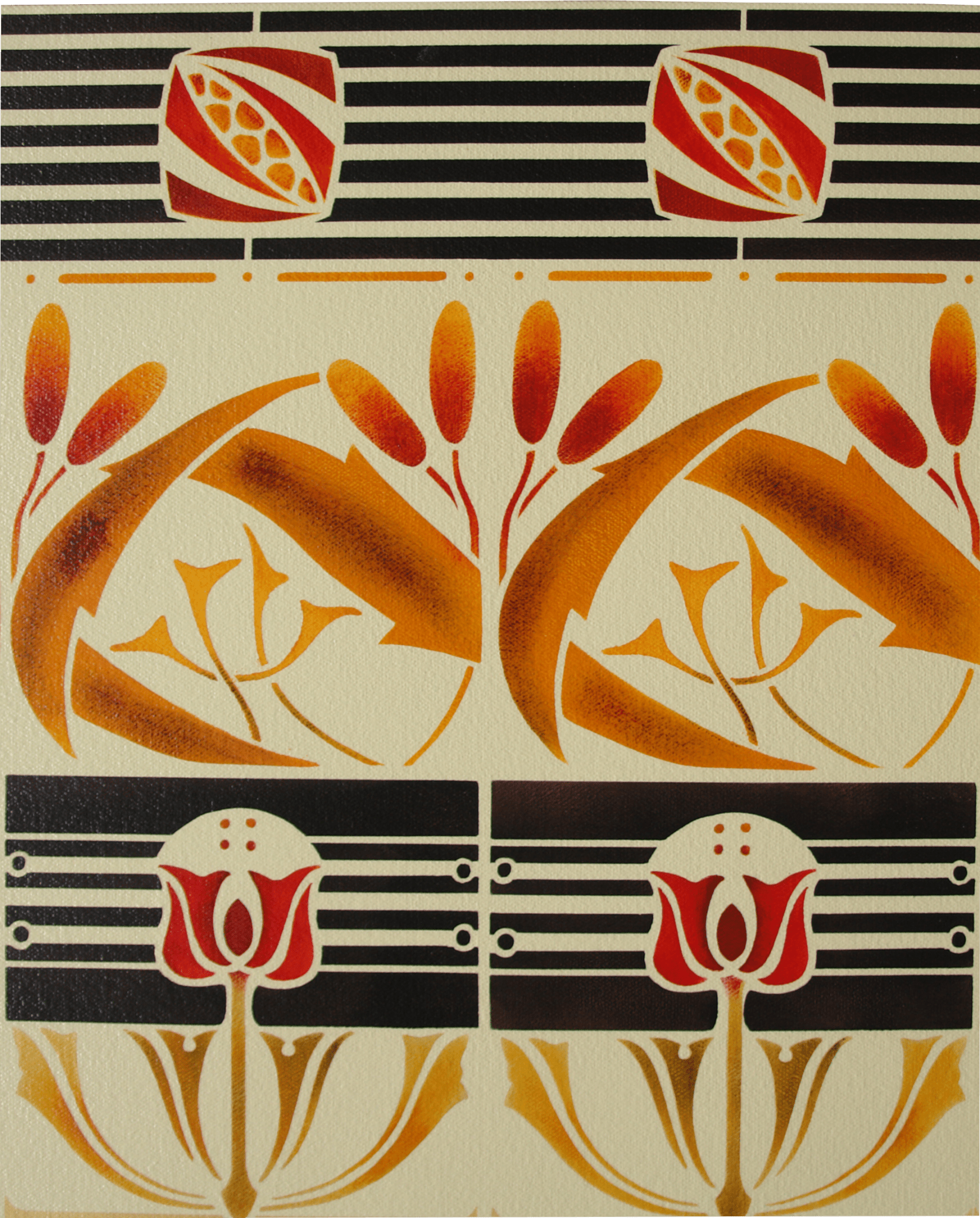 A close up of the border of Wunderlich Floorcloth #2.